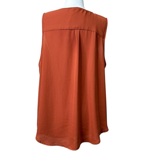 Maurices V-neck Sleeveless Blouse Plus Size 1X Rust Orange - Picture 3 of 7